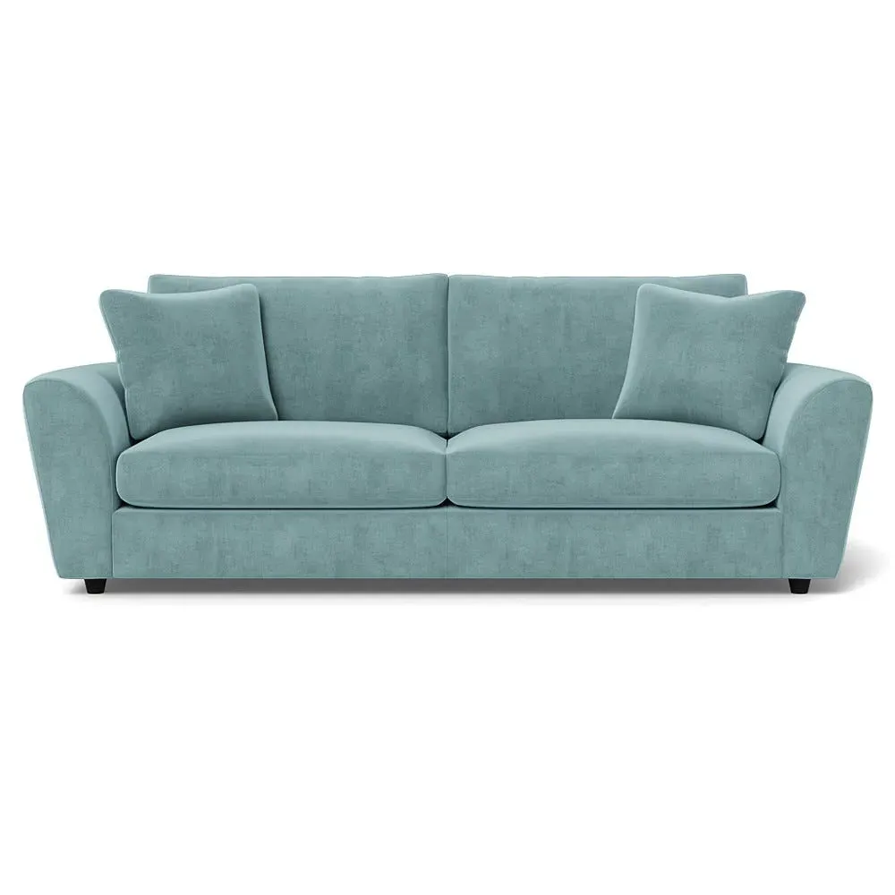 5-Seater Sofa with Curved Arms - Blue, Velvet