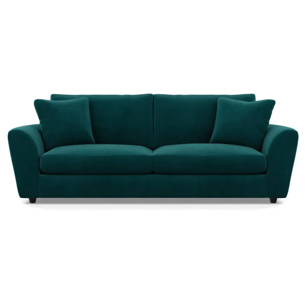 5-Seater Sofa with Curved Arms - Blue, Velvet