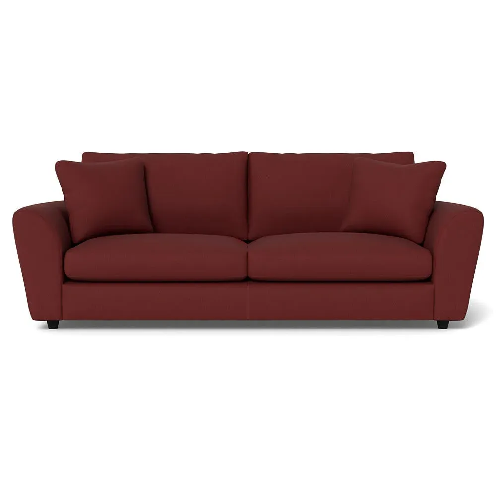 5-Seater Sofa with Curved Arms - Red, Linen