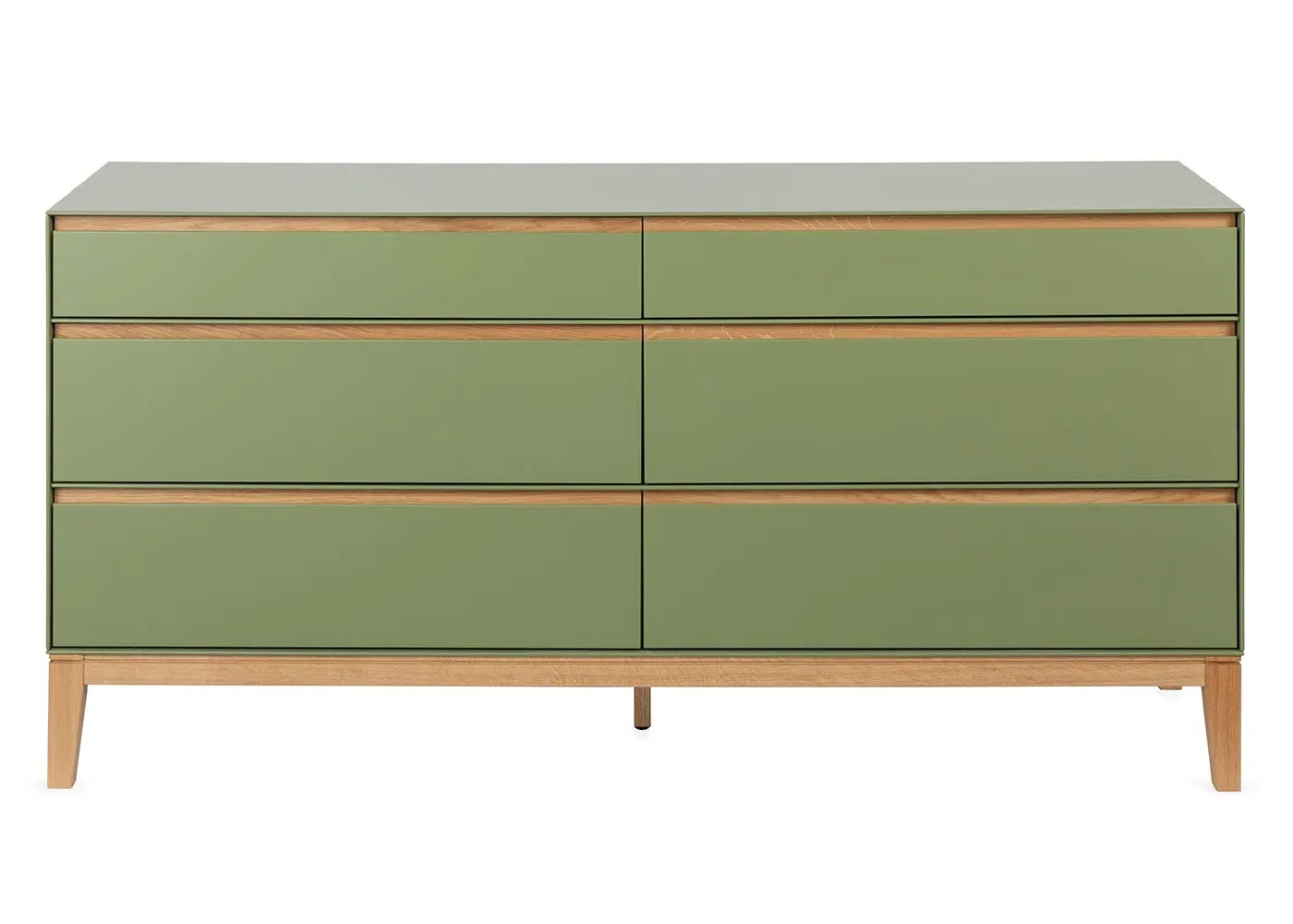 6-Drawer Chest Wide - Olive Green, Wood