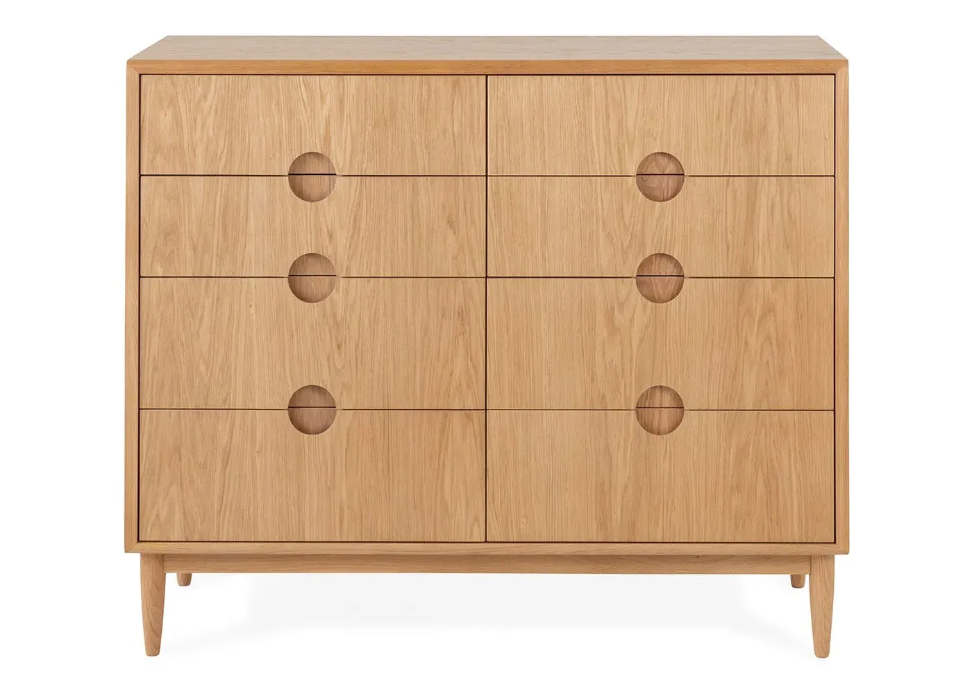 8 Drawer Chest with Handles - Oak, Solid Wood image
