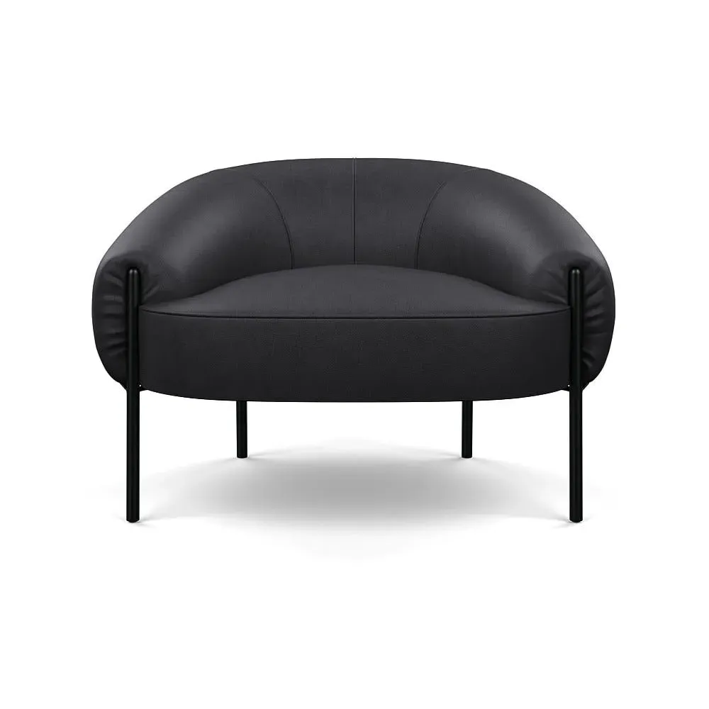 Accent Chair with Black Legs - Black, Leather