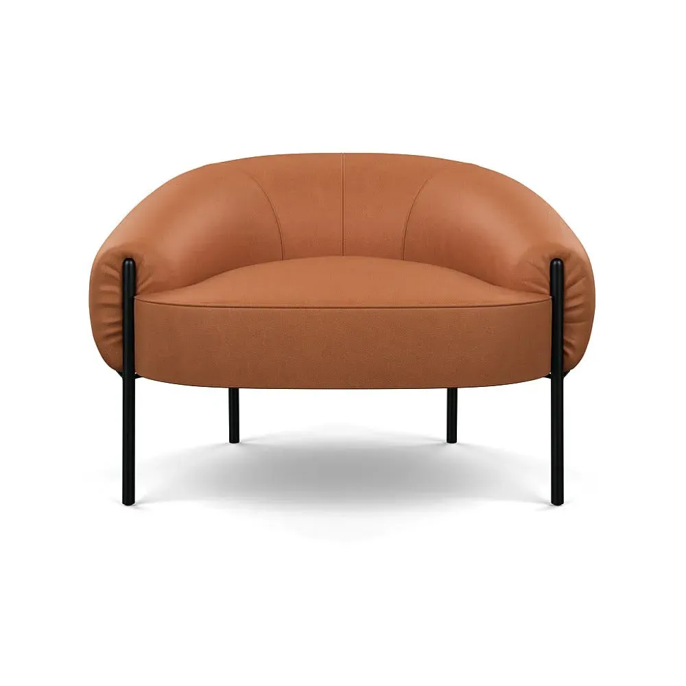 Accent Chair with Black Legs - Brown, Leather