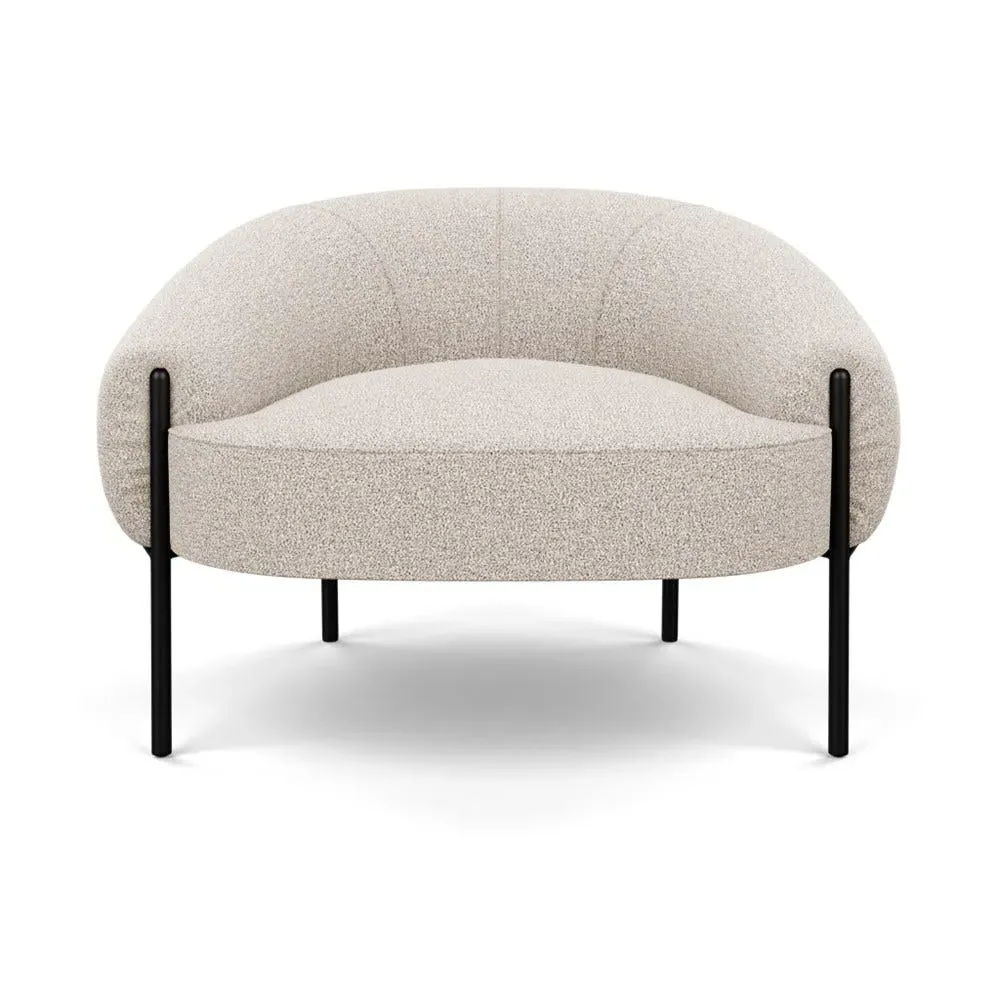 Accent Chair with Black Legs - Cream, Boucle