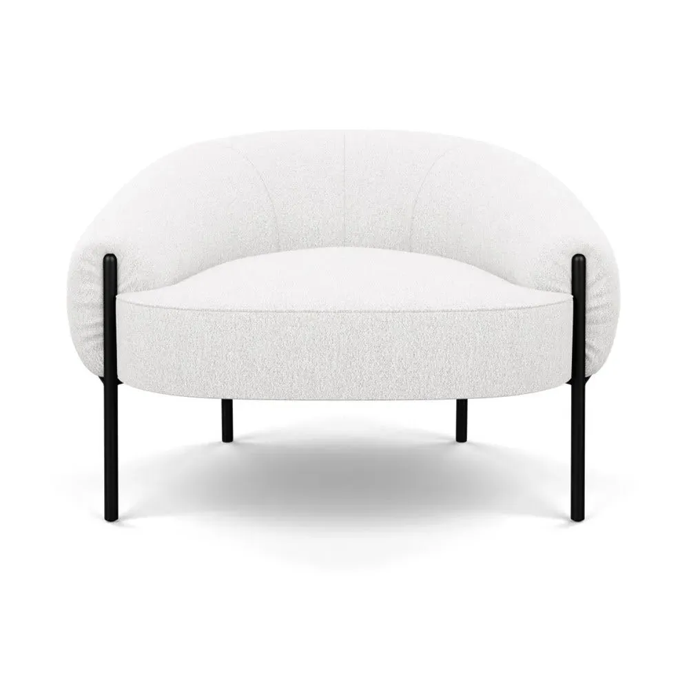 Accent Chair with Black Legs - White, Boucle
