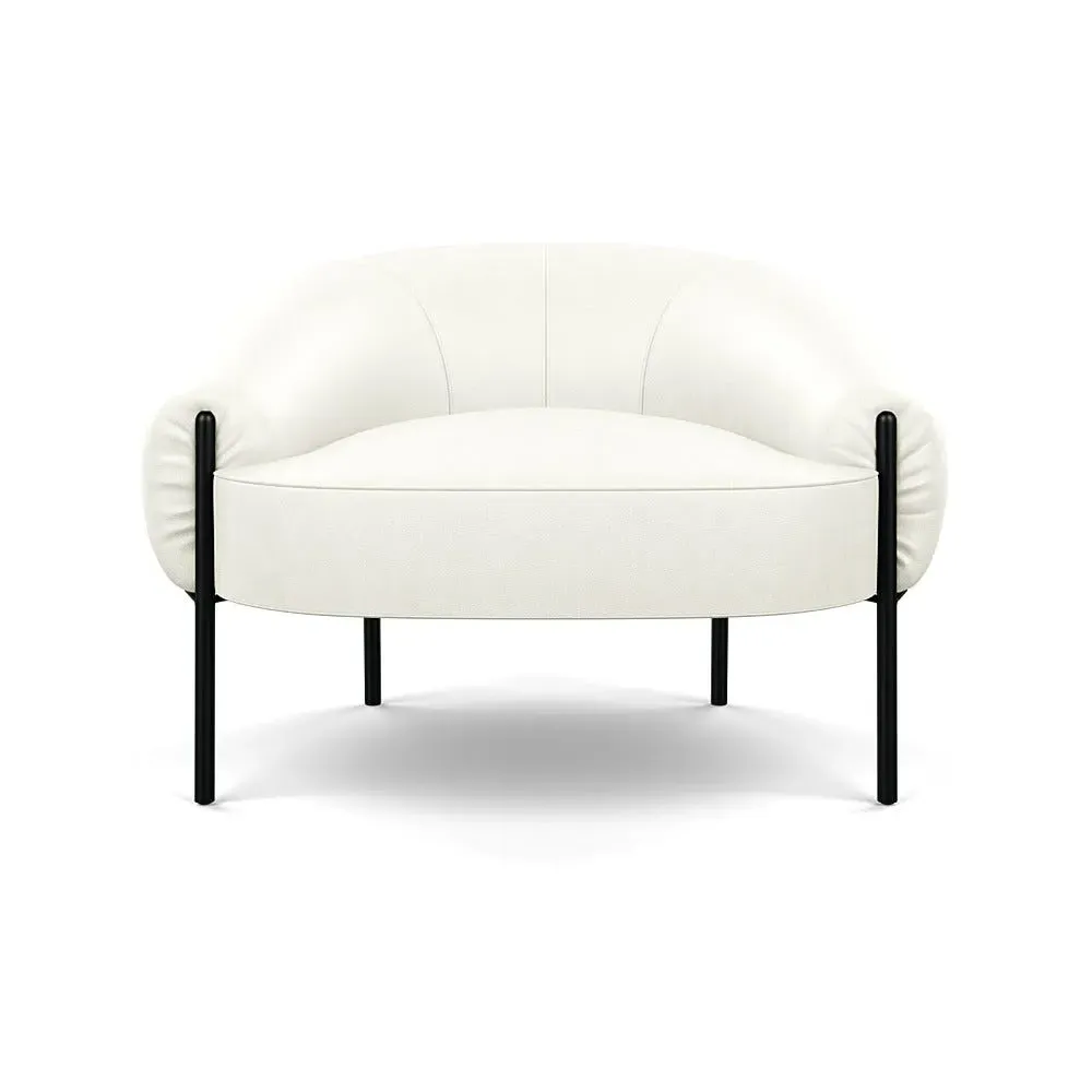 Accent Chair with Black Legs - White, Leather