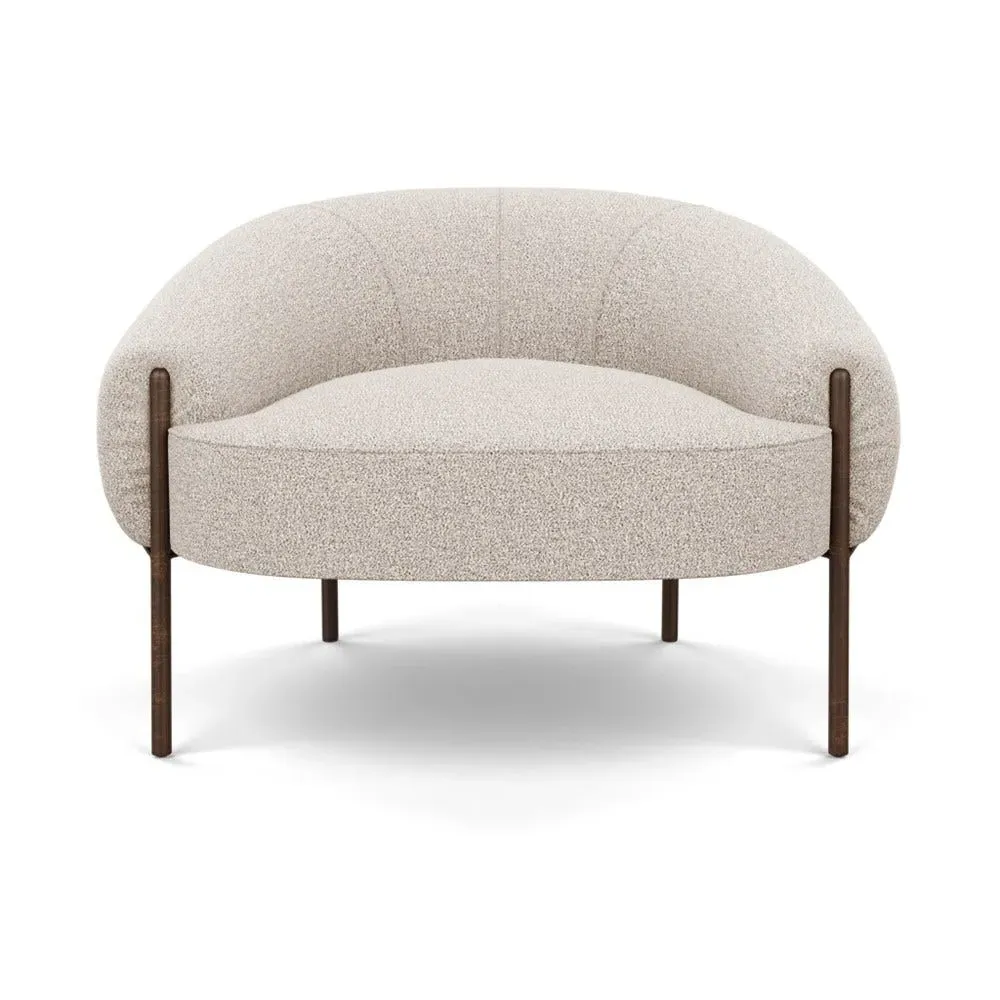 Accent Chair with Bronze Legs - Cream, Boucle