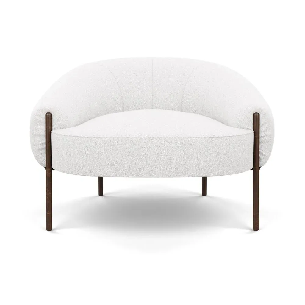 Accent Chair with Bronze Legs - White, Boucle