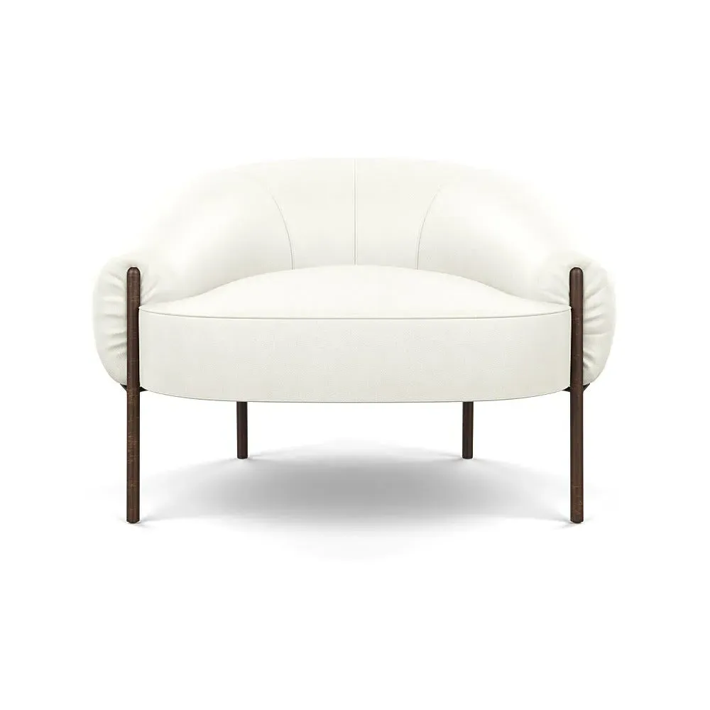 Accent Chair with Bronze Legs - White, Leather