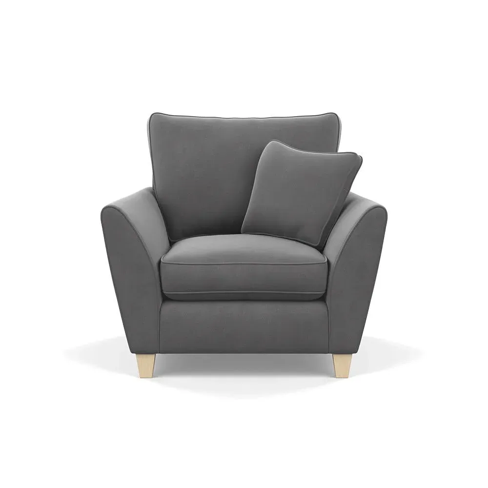 Armchair Smart Velvet - Grey, Natural Feet image