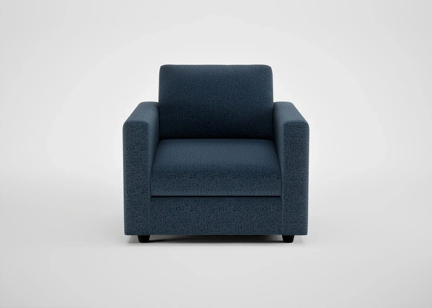 Armchair with Black Feet - Blue, Boucle Velvet