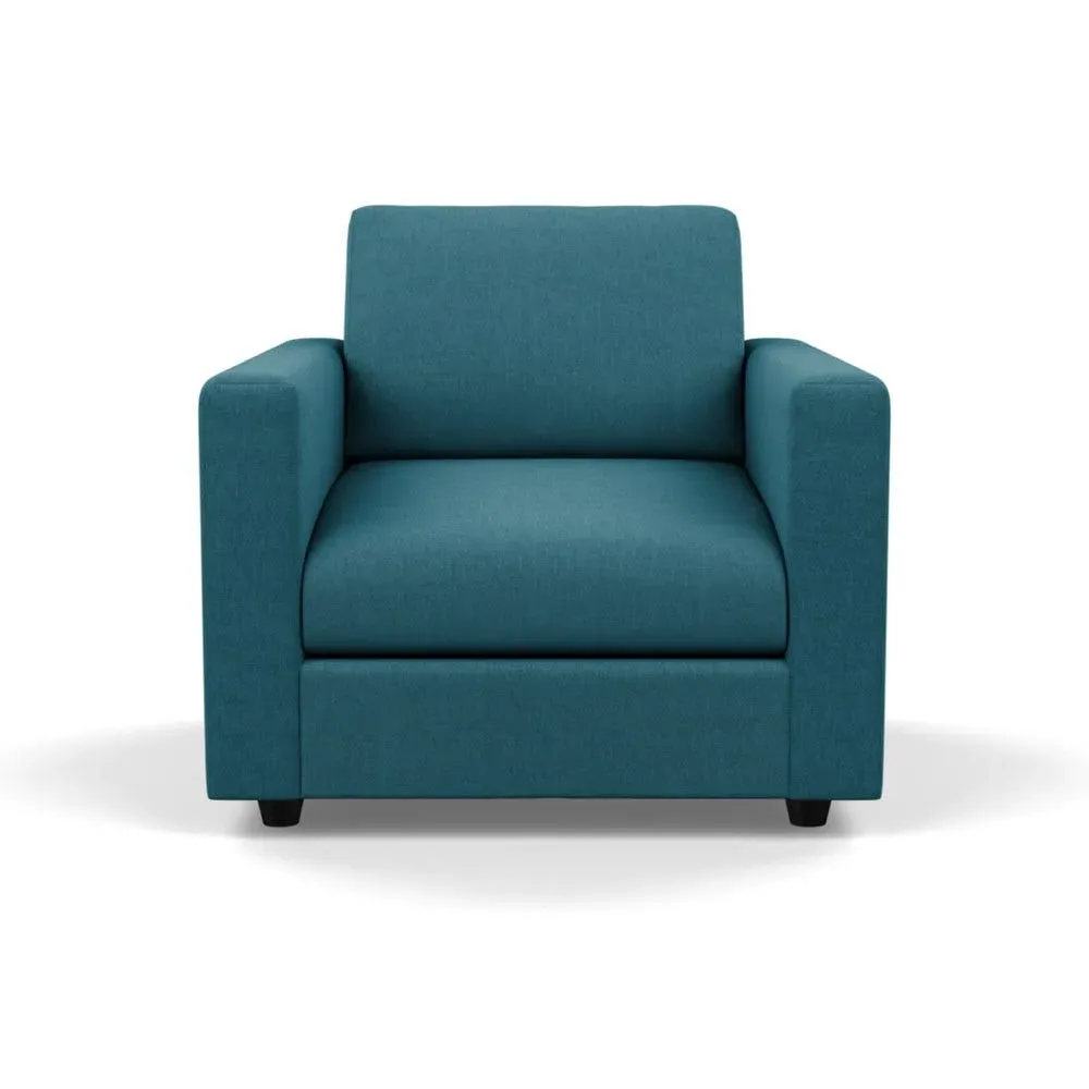 Armchair with Black Feet - Blue, Cotton image