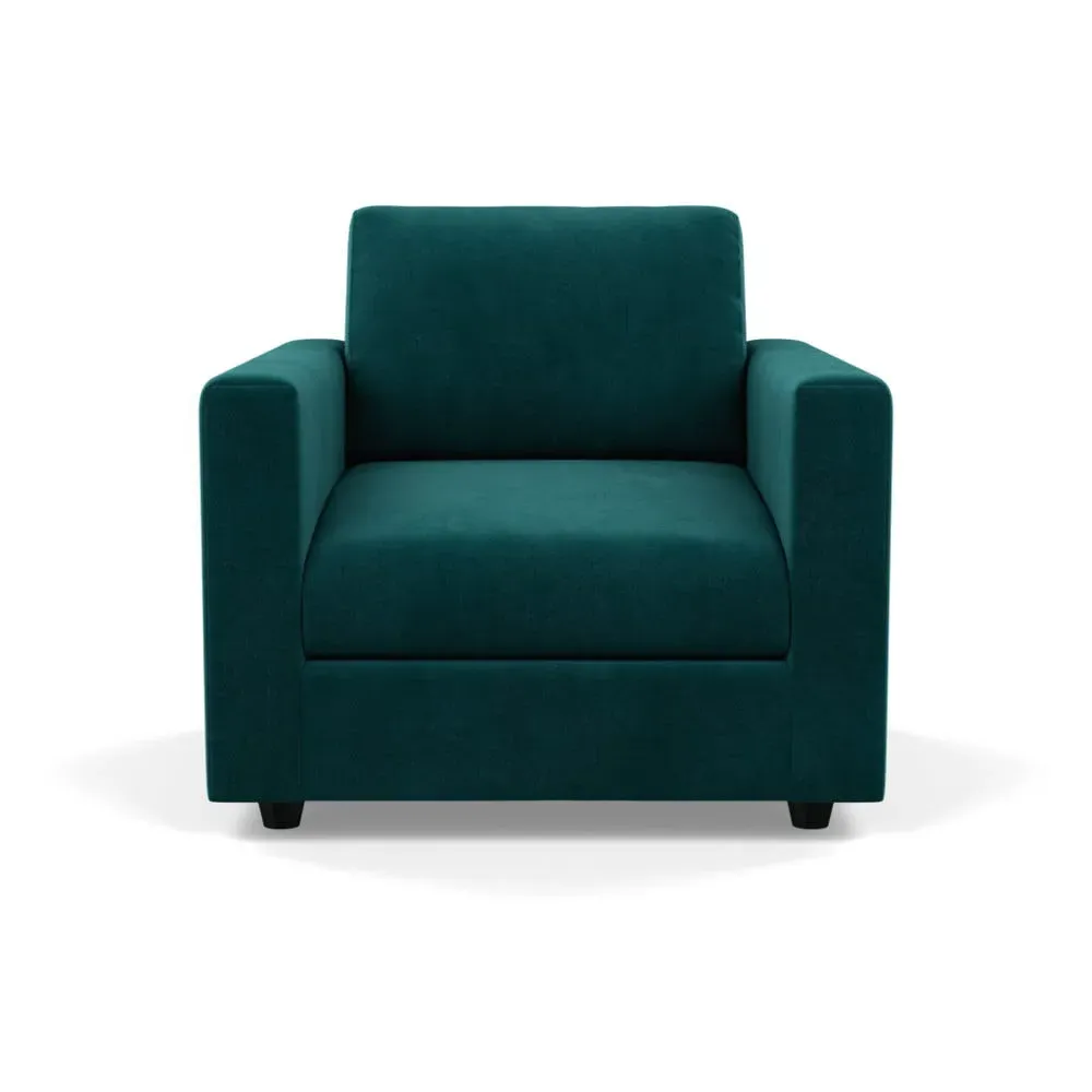 Armchair with Black Feet - Blue, Smart Luxe Velvet