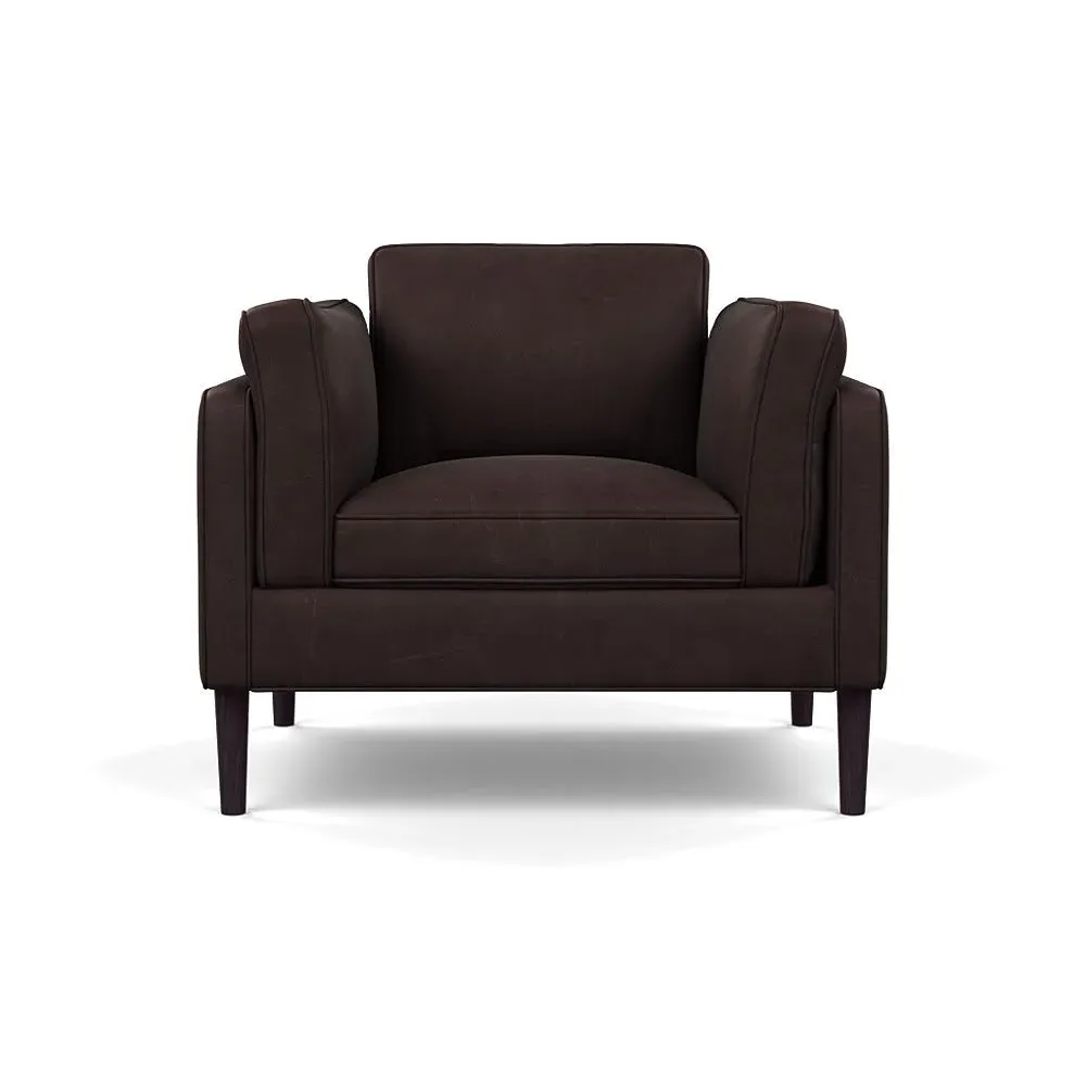 Armchair with Black Feet - Brown, Leather