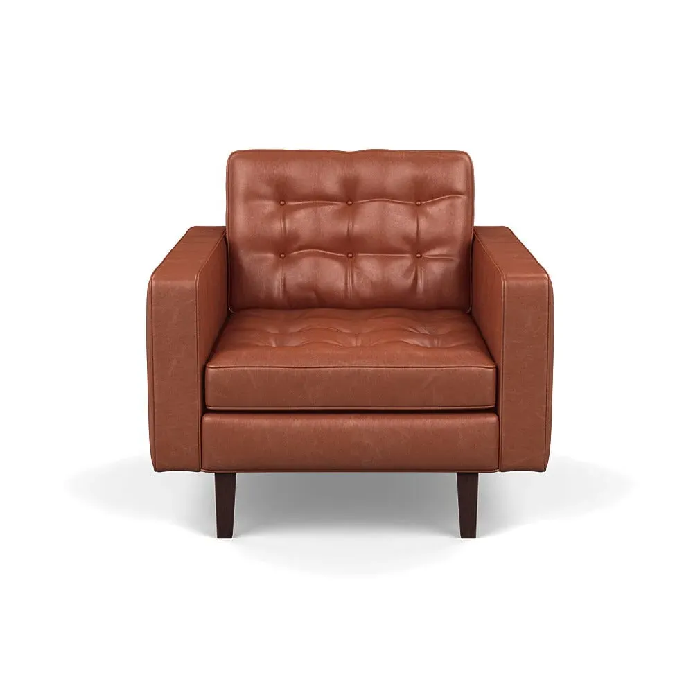 Armchair with Black Feet - Brown, Leather image
