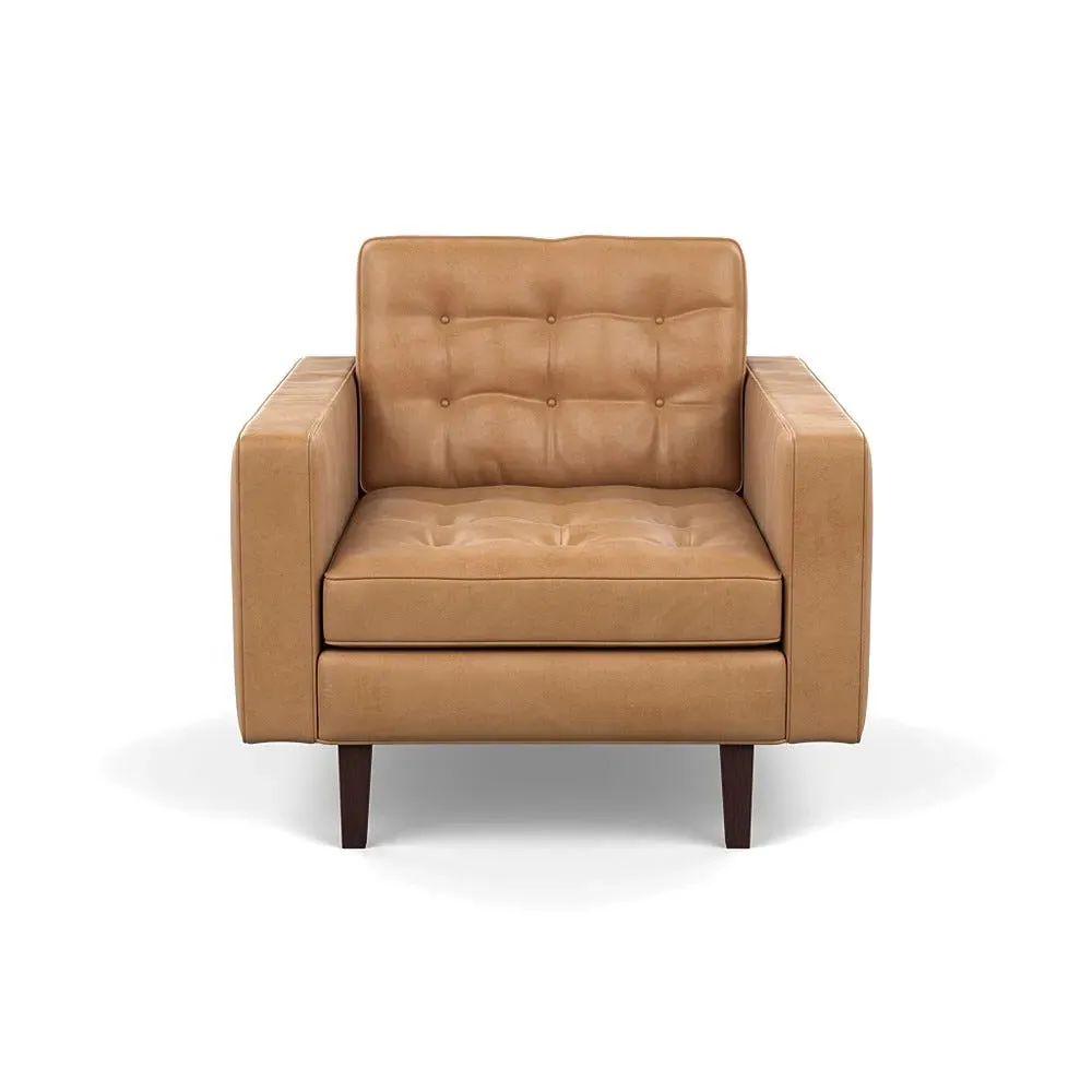 Armchair with Black Feet - Brown, Leather image