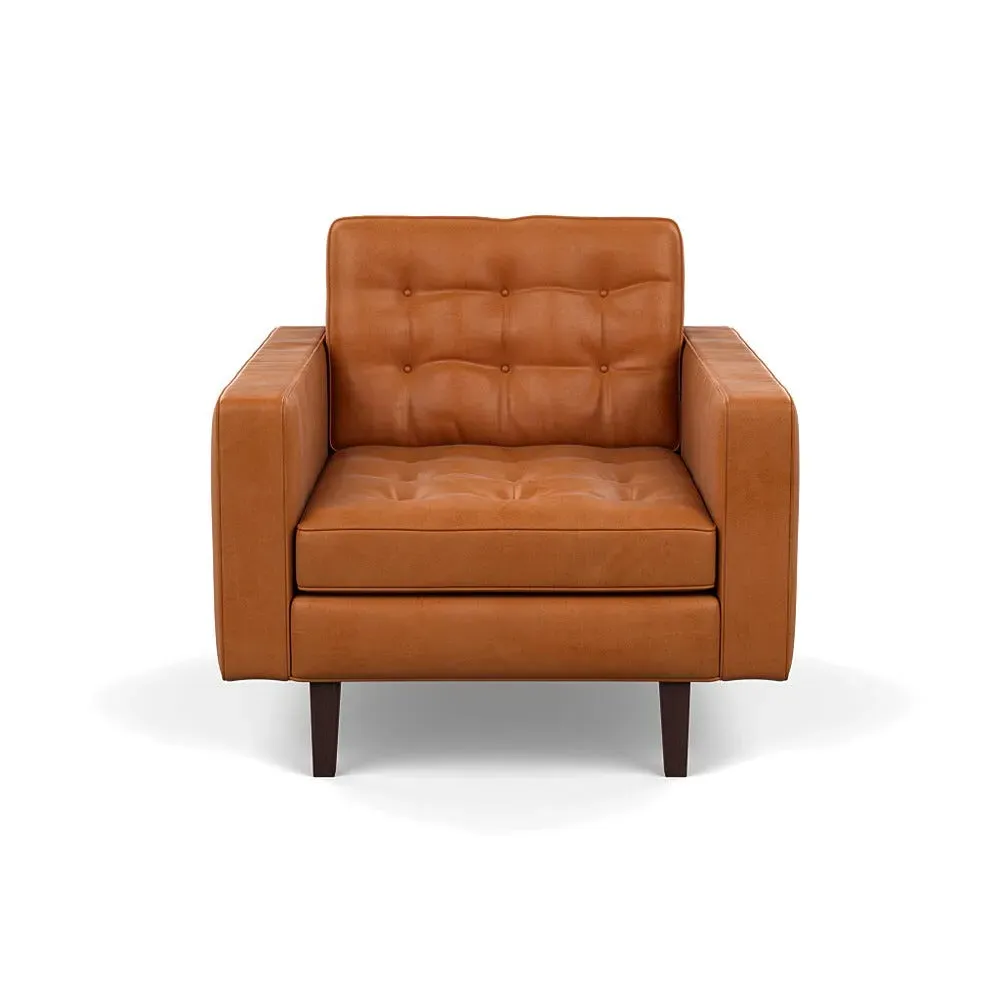 Armchair with Black Feet - Brown, Leather image