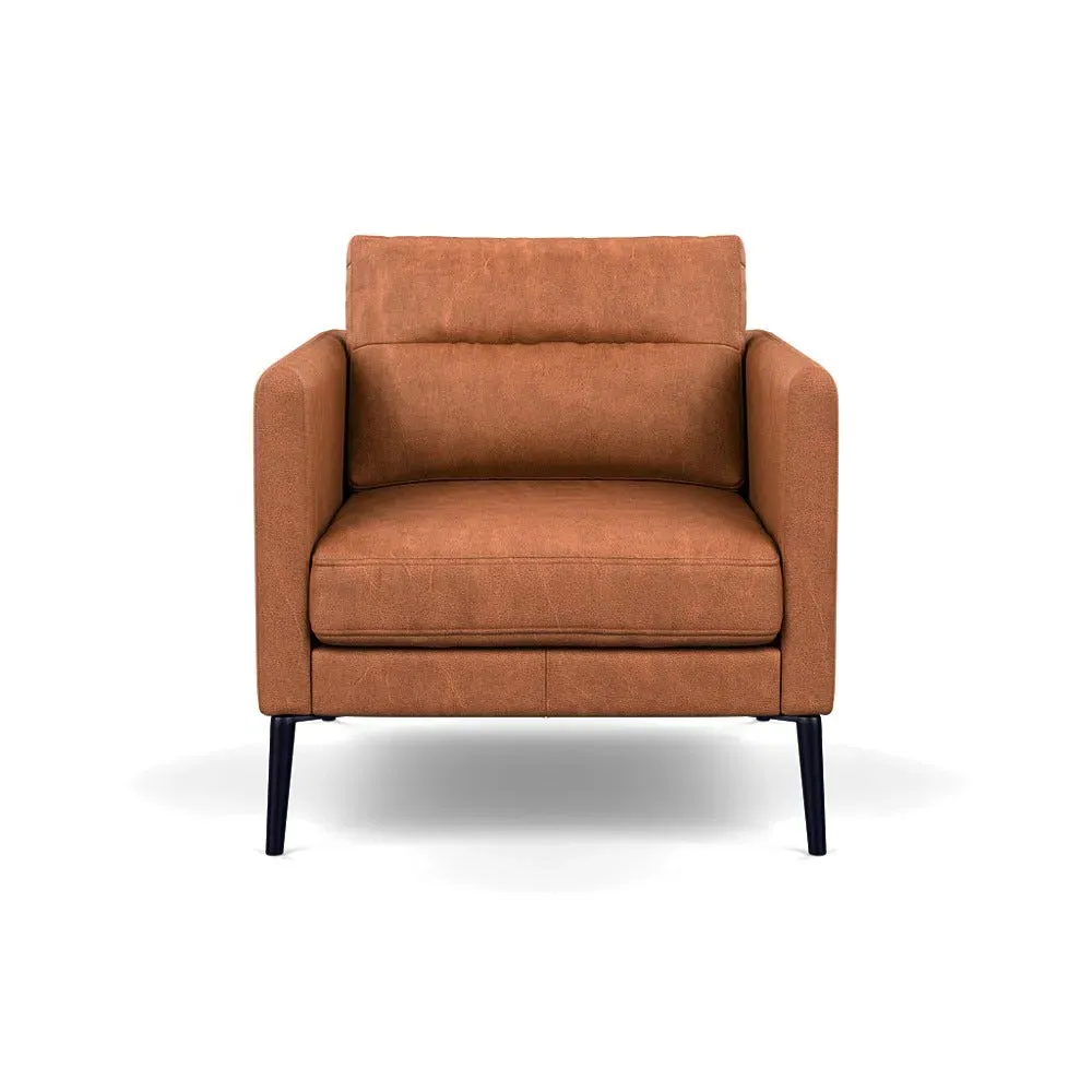 Armchair with Black Feet - Brown, Leather image