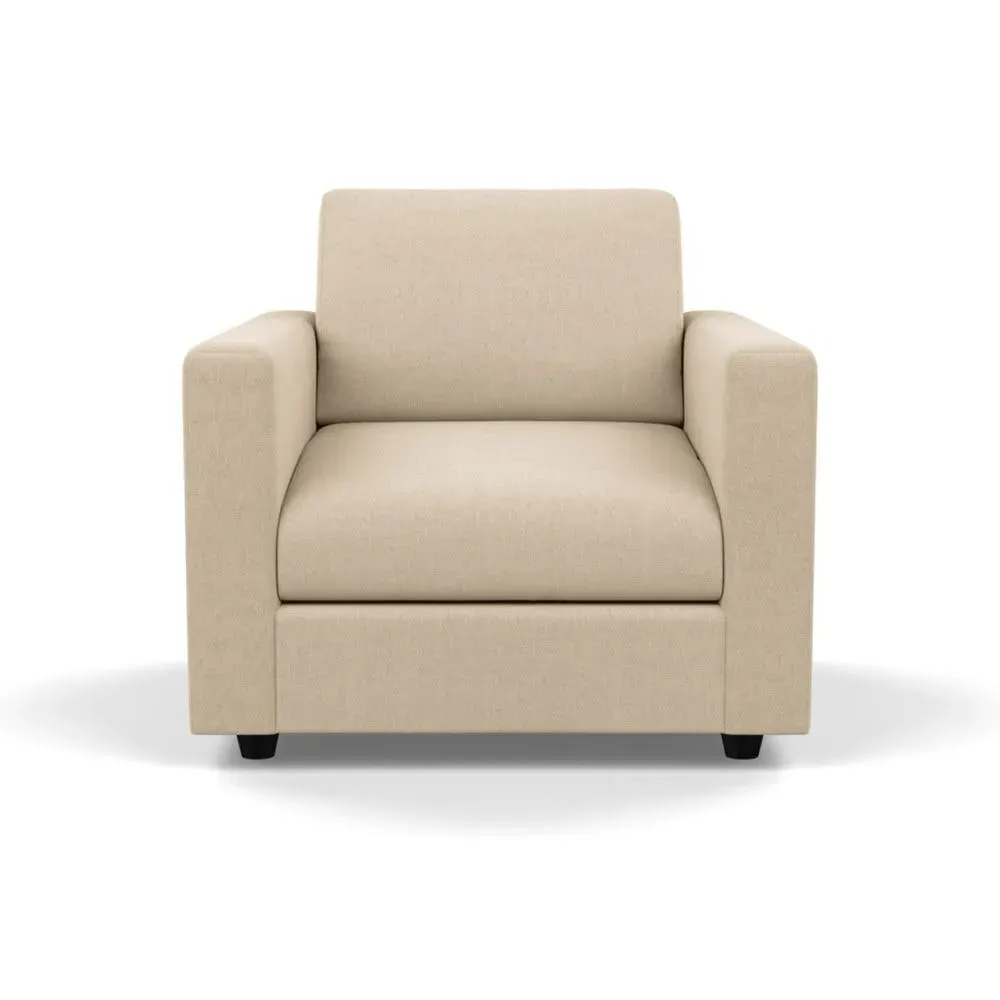 Armchair with Black Feet - Cream, Cotton