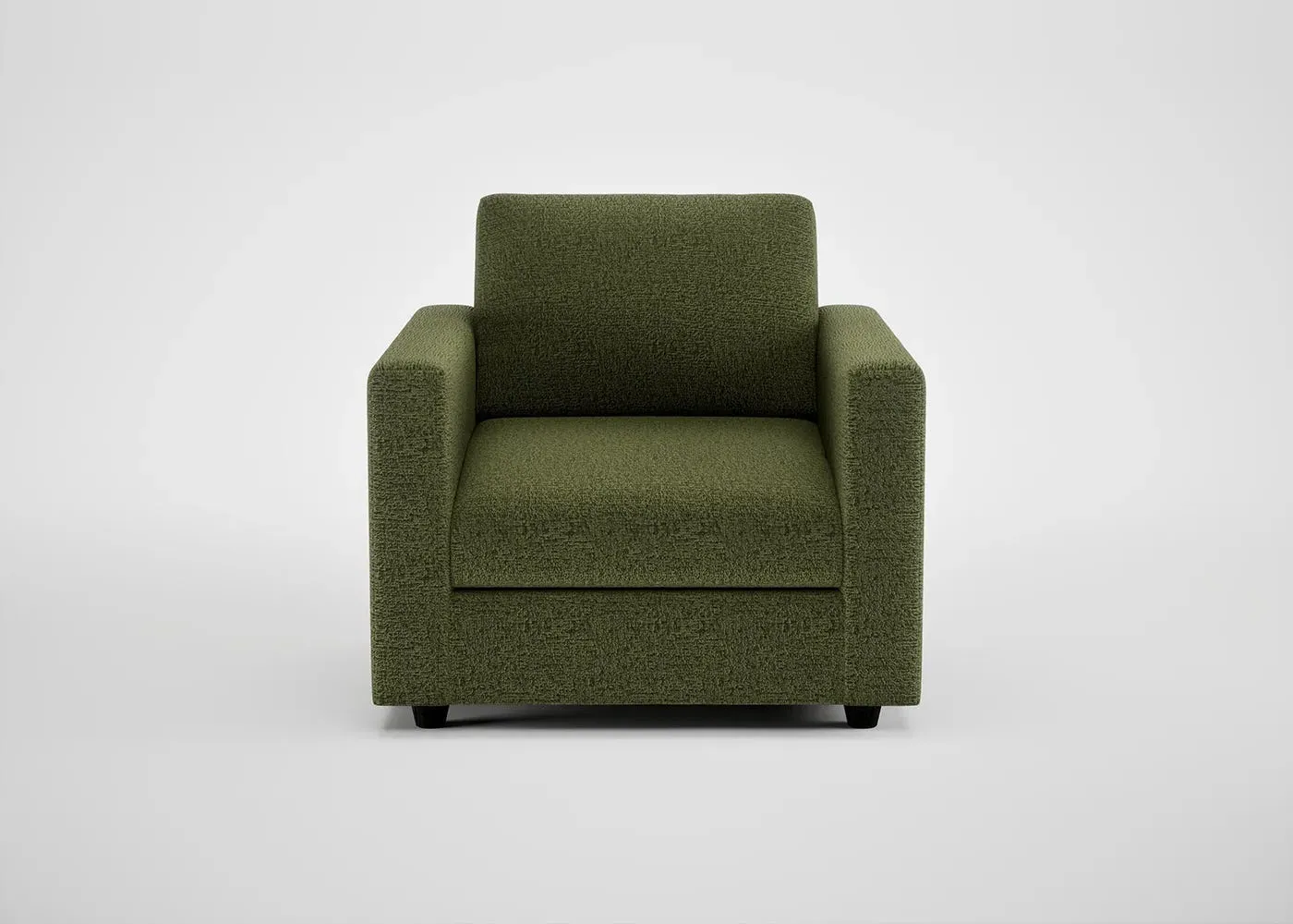 Armchair with Black Feet - Green, Boucle Velvet