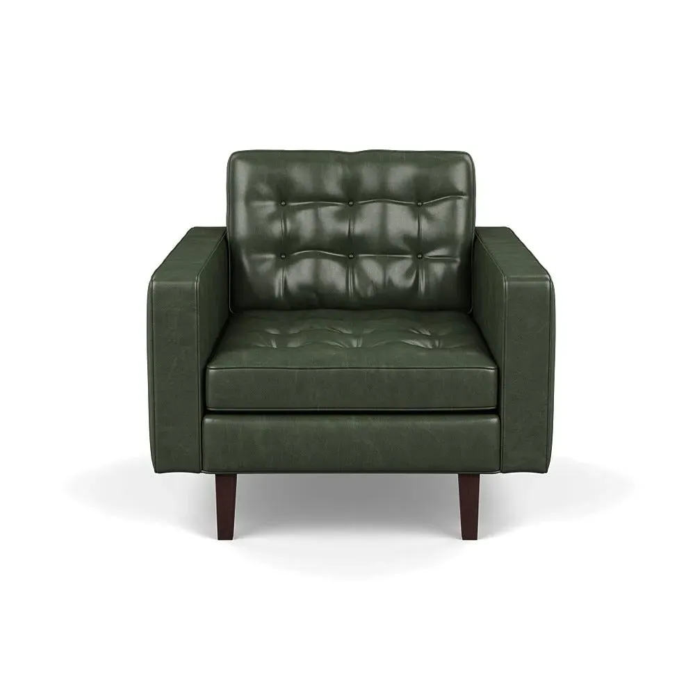 Armchair with Black Feet - Green, Leather image