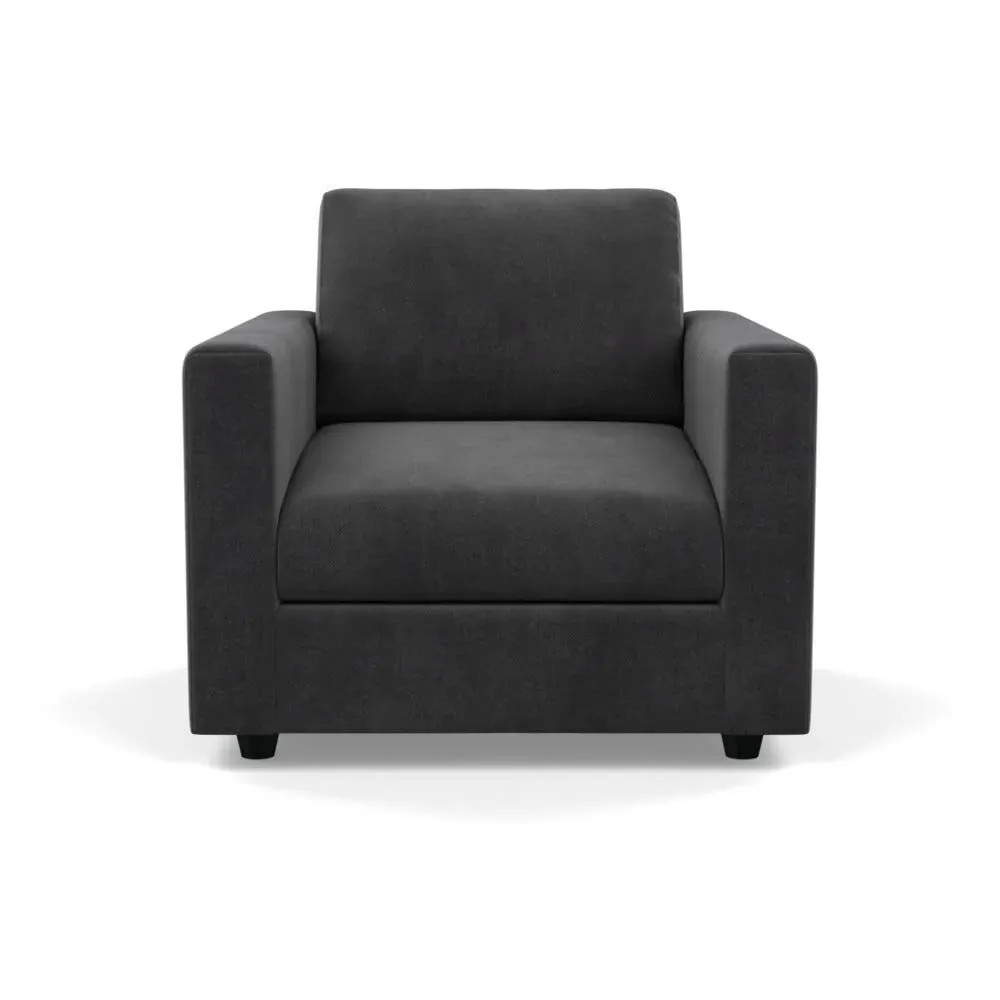 Armchair with Black Feet - Grey, Smart Luxe Velvet