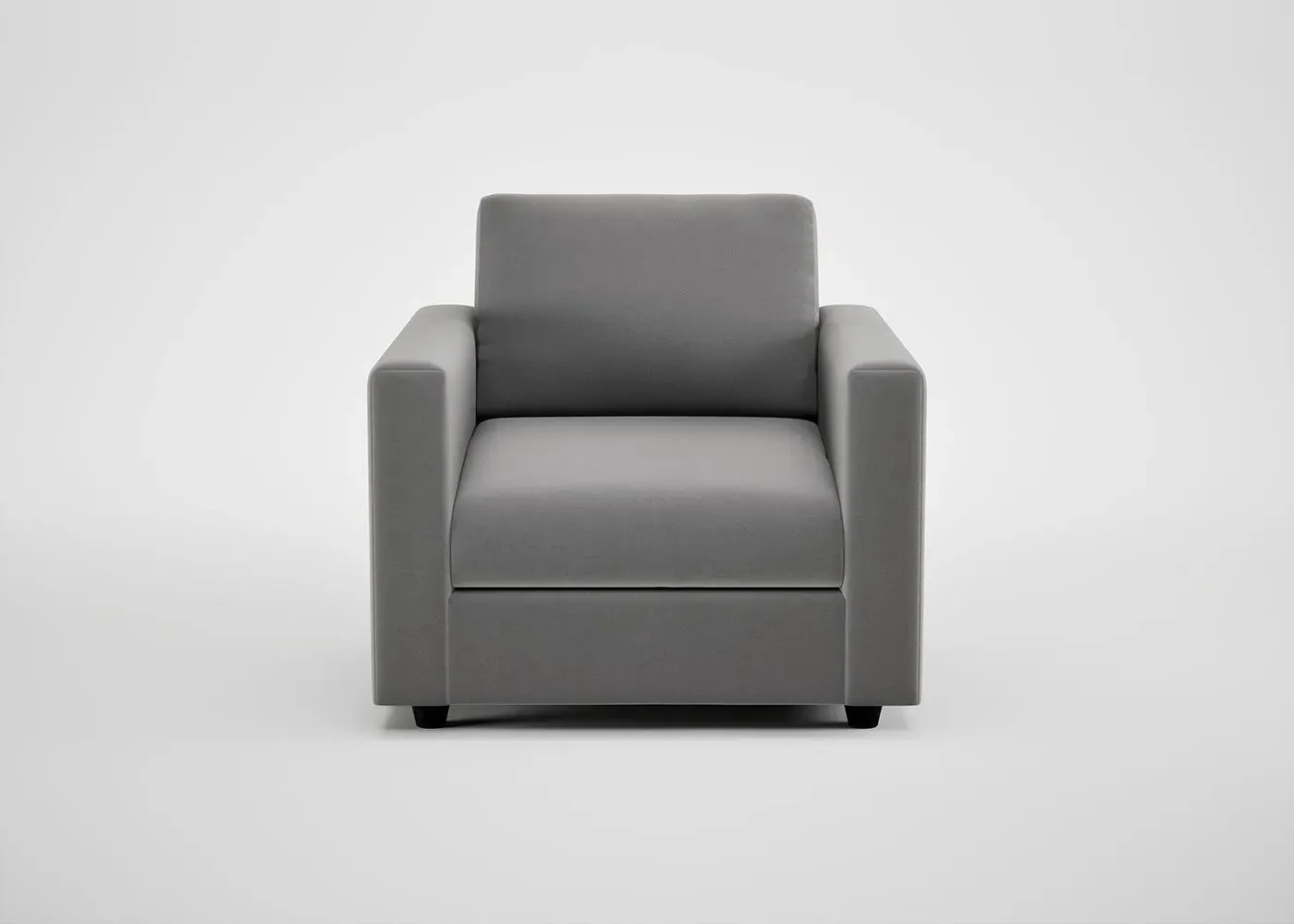 Armchair with Black Feet - Grey, Smart Velvet