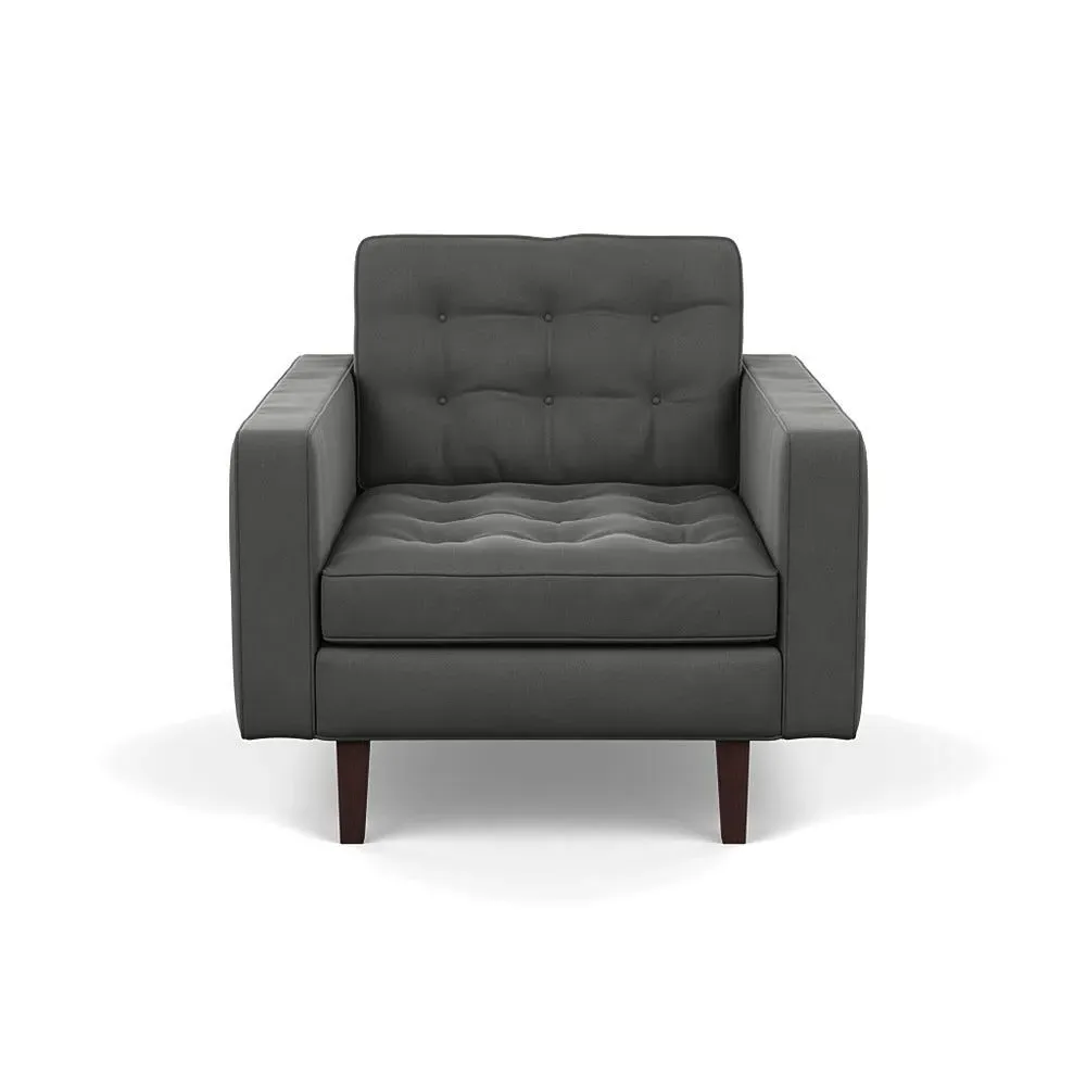 Armchair with Black Feet - Grey, Velvet image