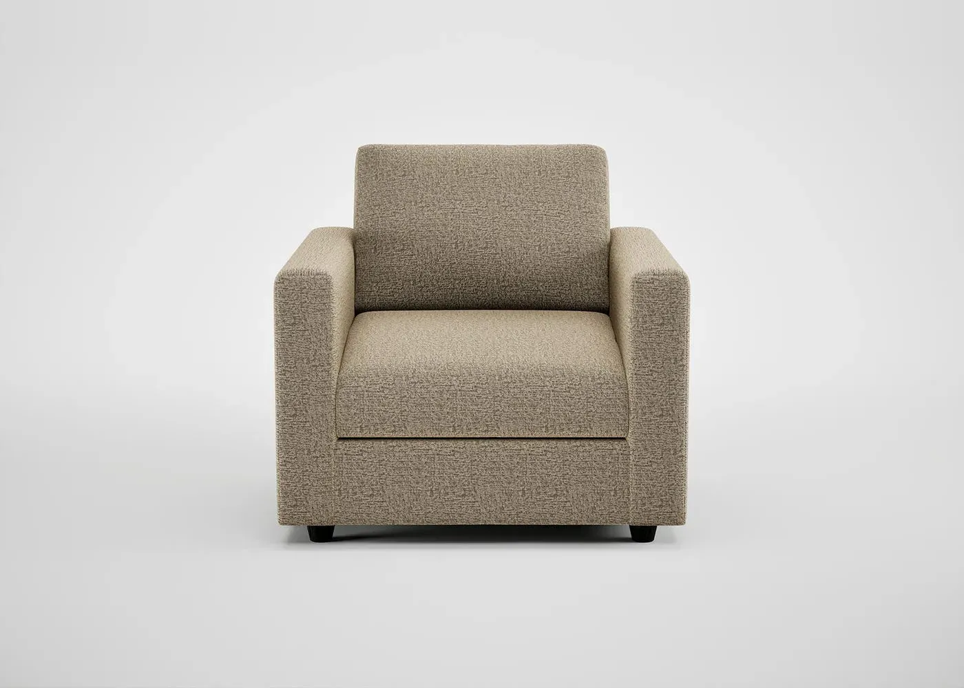 Armchair with Black Feet - Natural, Boucle Velvet