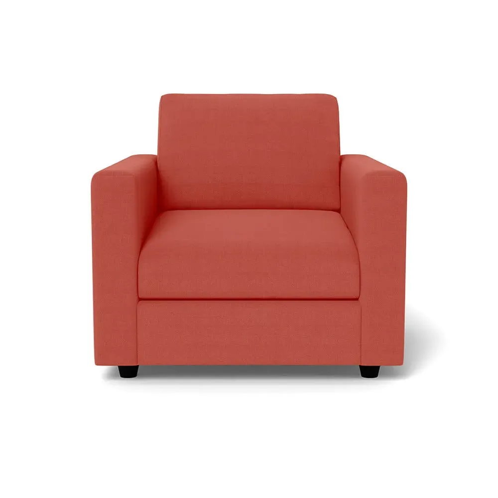 Armchair with Black Feet - Red, Linen image