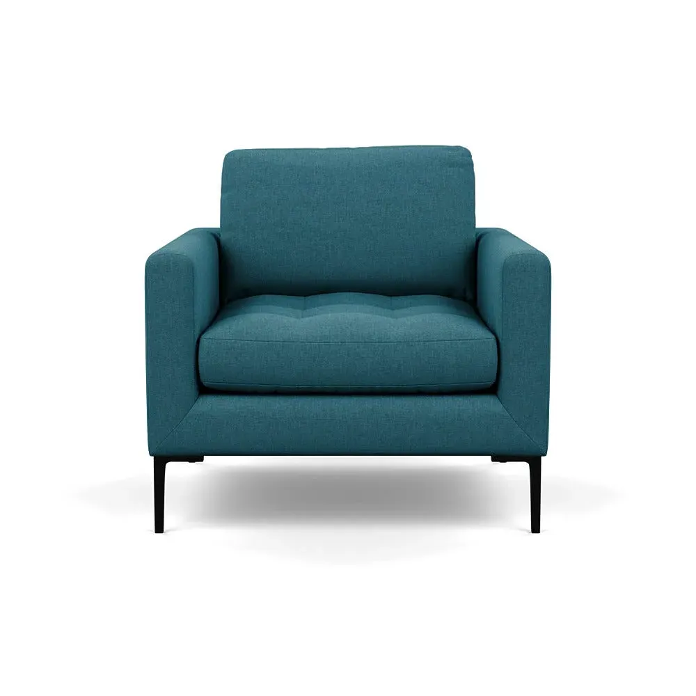 Armchair with Black Legs - Blue, Cotton image