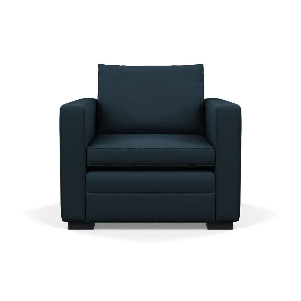 Armchair with Black Legs - Blue, Cotton image