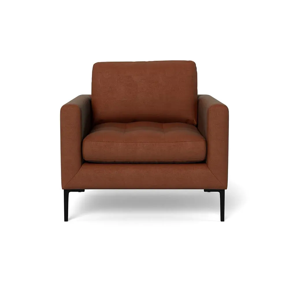 Armchair with Black Legs - Brown, Velvet