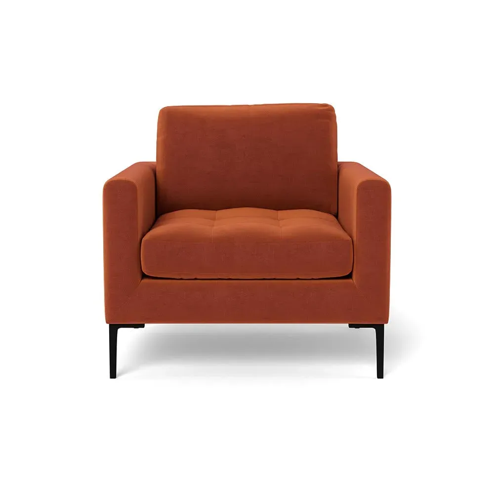 Armchair with Black Legs - Brown, Velvet