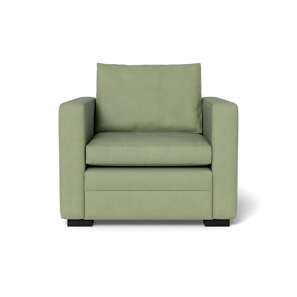 Armchair with Black Legs - Green, Cotton