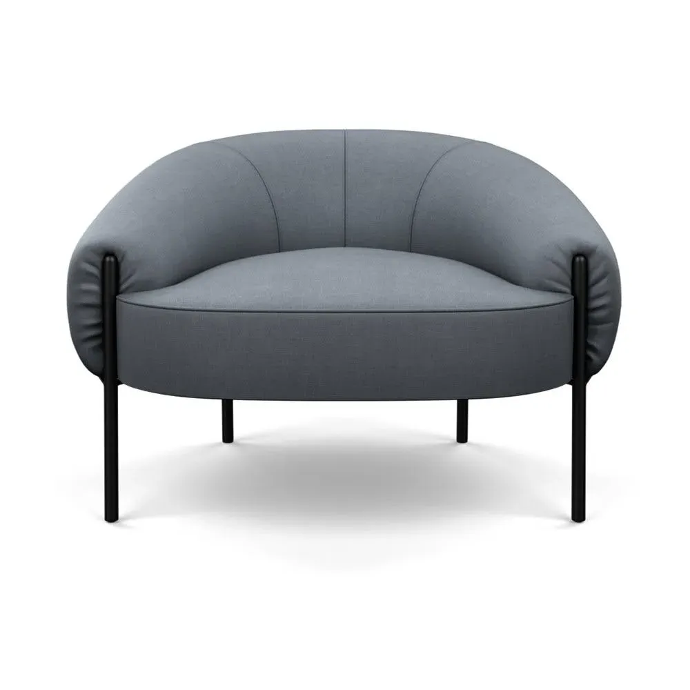 Armchair with Black Legs - Grey, Cotton