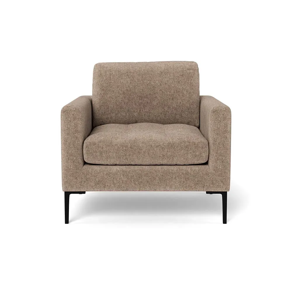 Armchair with Black Legs - Natural, Boucle
