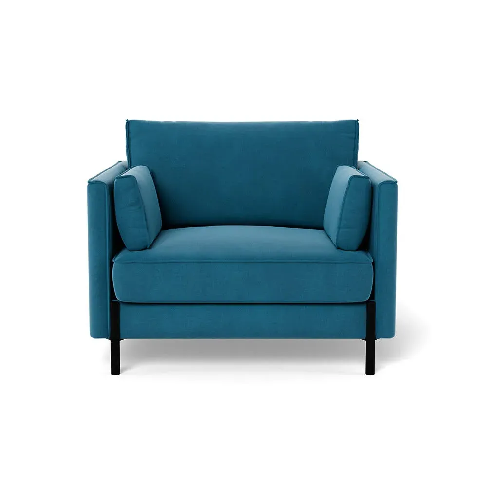 Armchair with Black Steel Legs - Ocean, Velvet