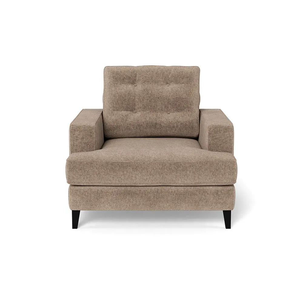 Armchair with Button Cushion - Black, Boucle