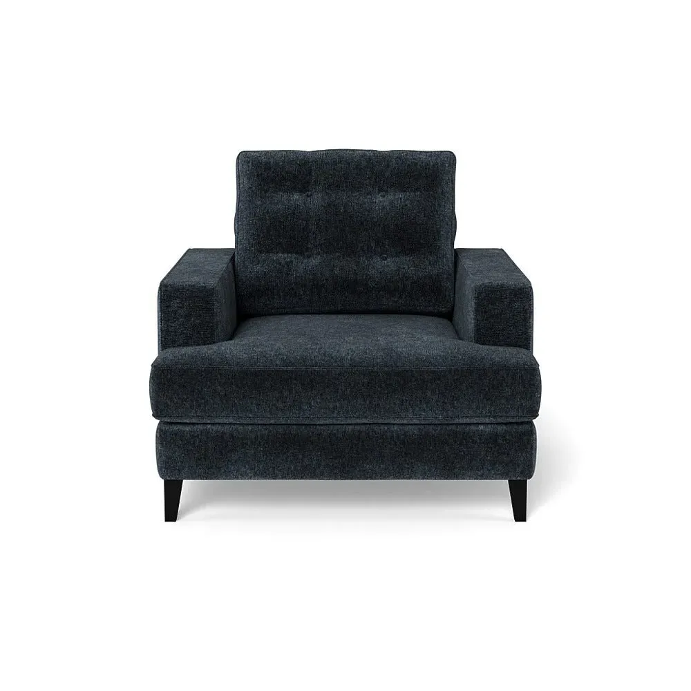 Armchair with Button Cushion - Blue, Boucle