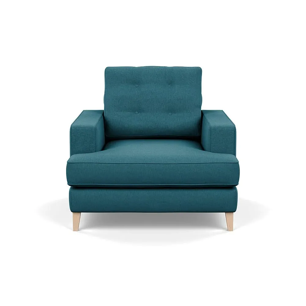 Armchair with Button Cushion - Blue, Cotton image