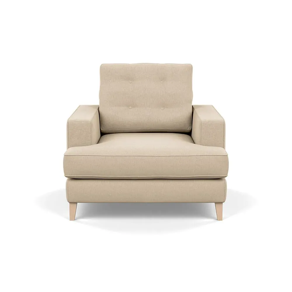 Armchair with Button Cushion - Cream, Cotton