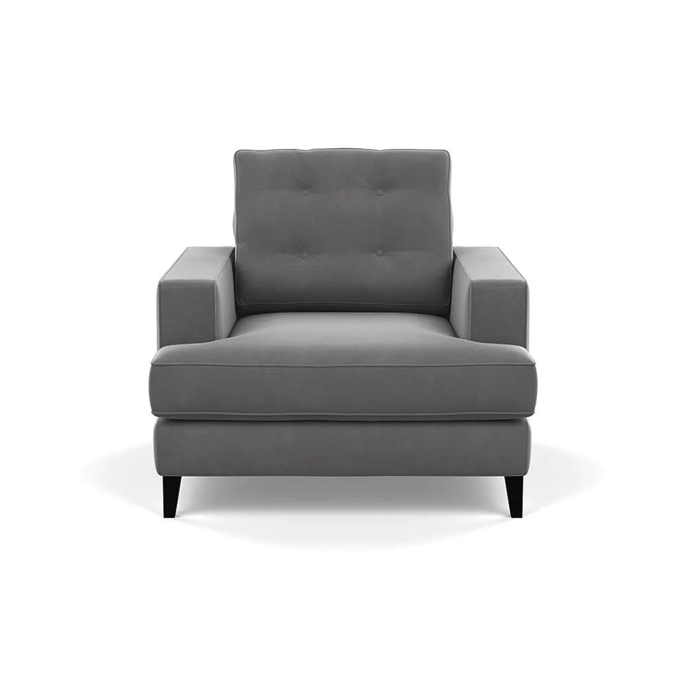 Armchair with Button Cushion - Natural, Boucle