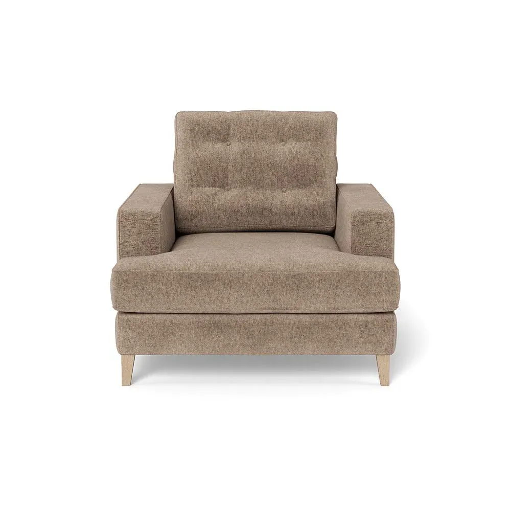 Armchair with Button Cushion - Natural, Boucle