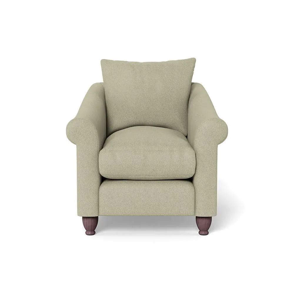 Armchair with Dark Brown Feet - Natural, Cotton