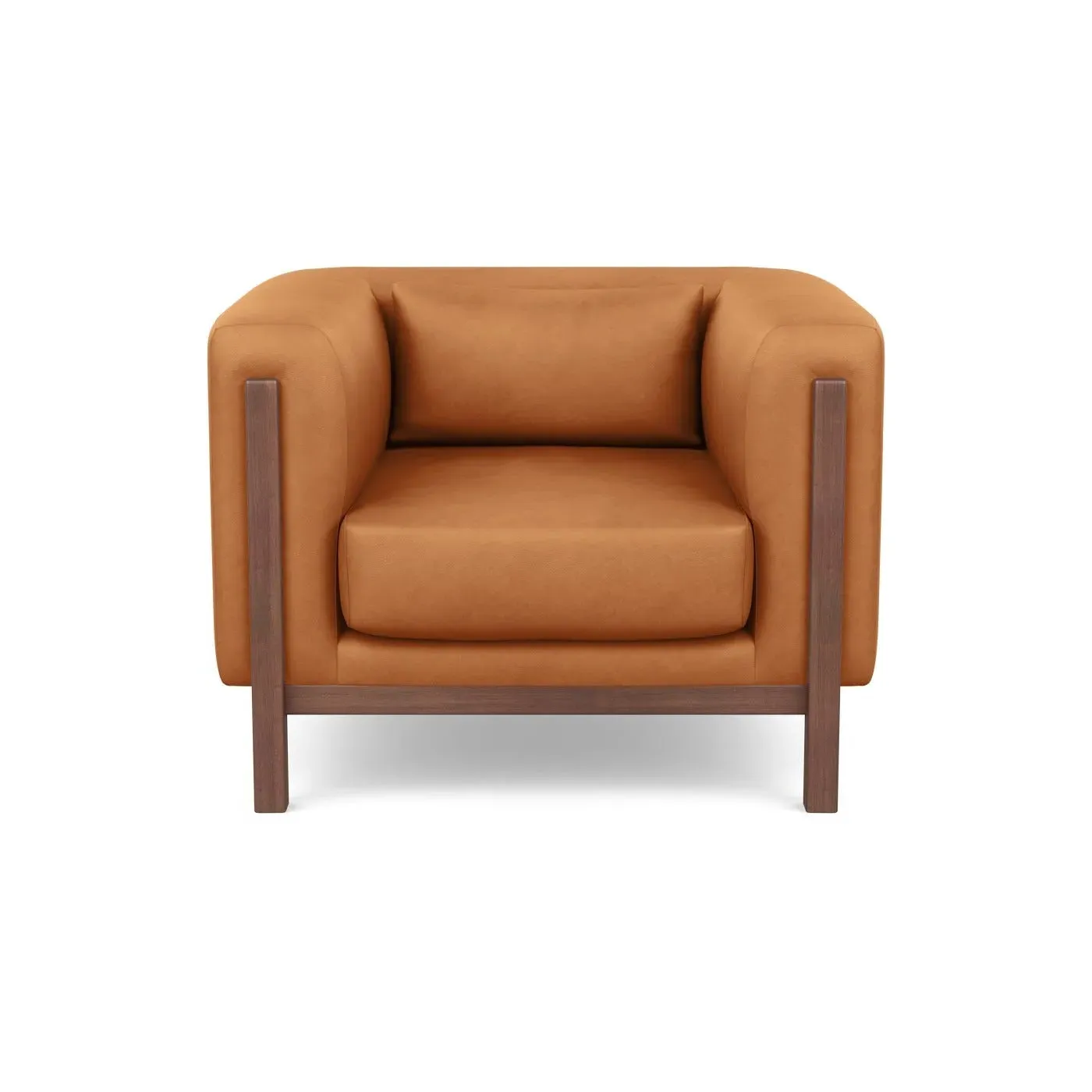 Armchair with Exposed Frame - Brown, Leather