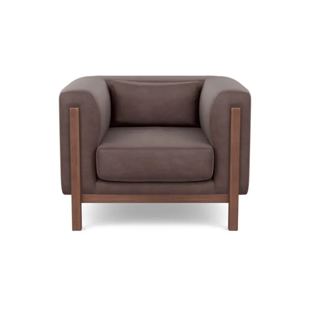 Armchair with Exposed Frame - Brown, Velvet