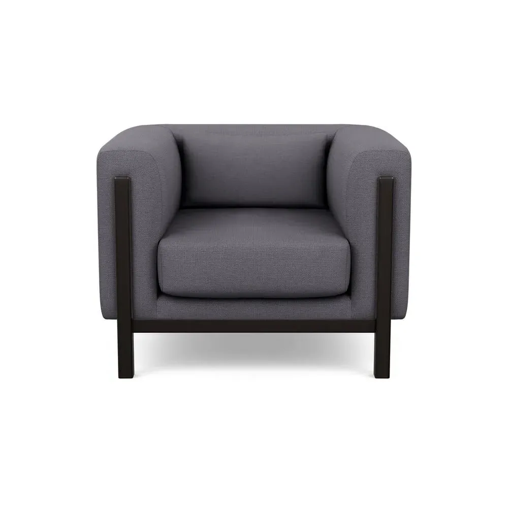 Armchair with Exposed Frame - Grey, Fabric image