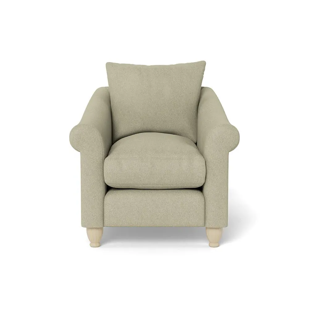 Armchair with Natural Feet - Natural, Cotton