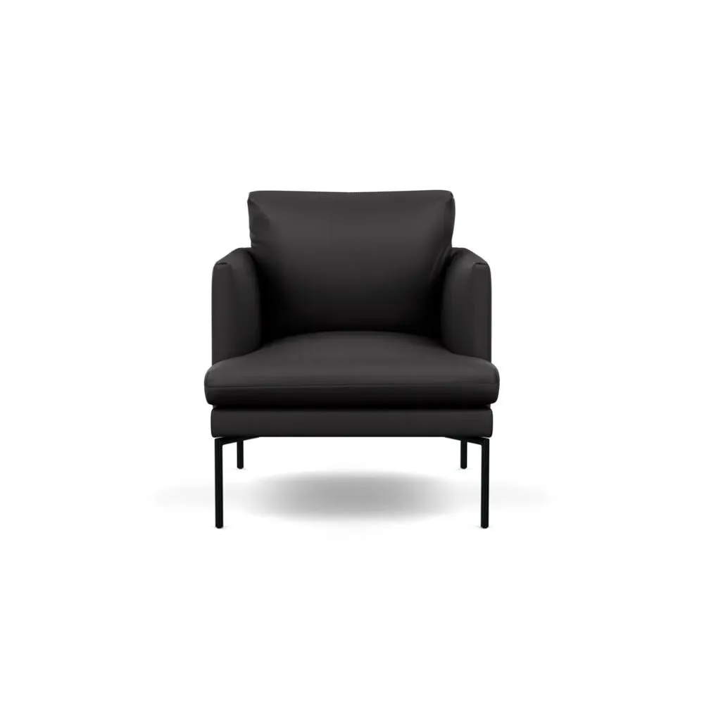 Armchair with Pleated Detail - Black, Leather